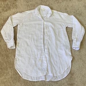Oversized white linen button down